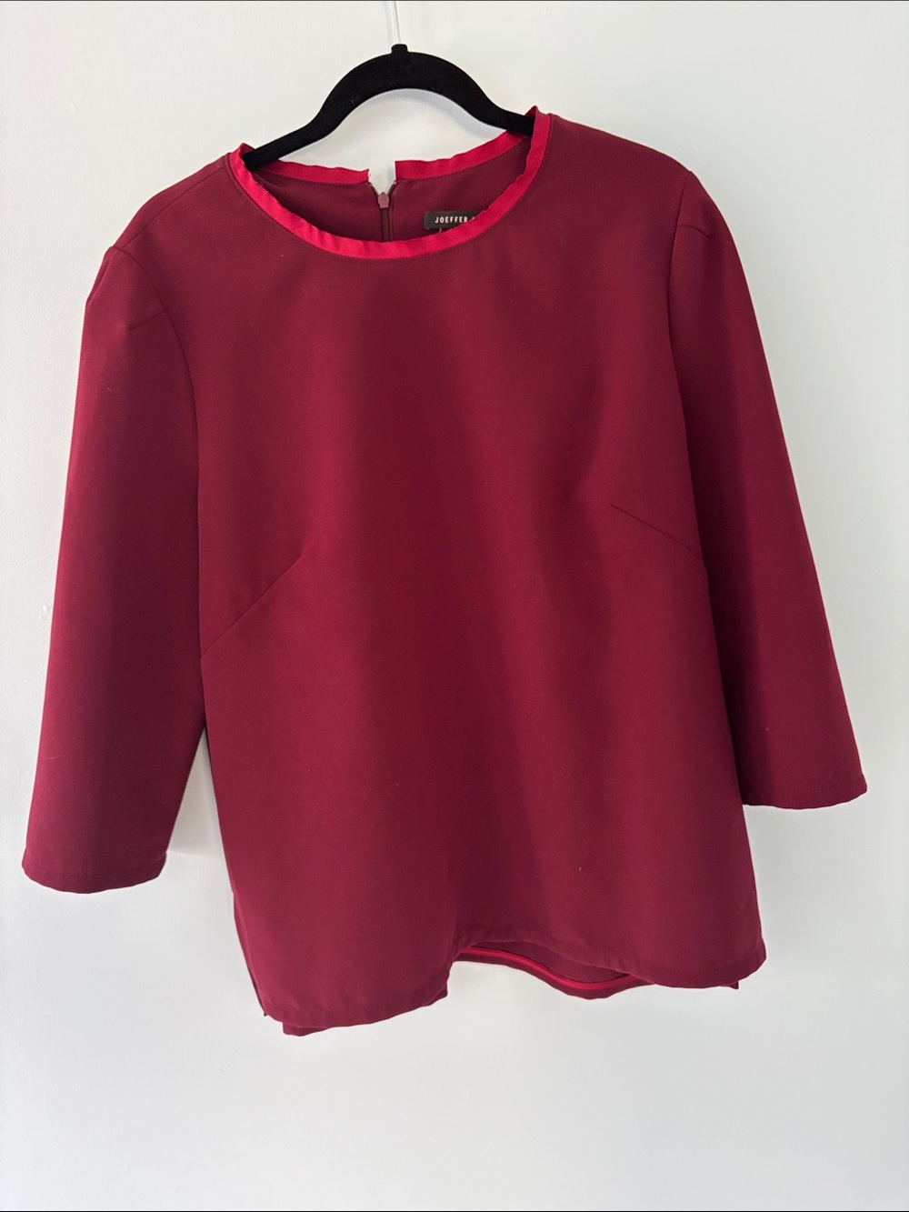 Women's Long Sleeve Crewneck Top in Burgundy by Joeffer Caoc